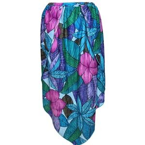Sirena Womens Tropical Leaf Print Asymmetrical Midi Skirt Est Sz Medium